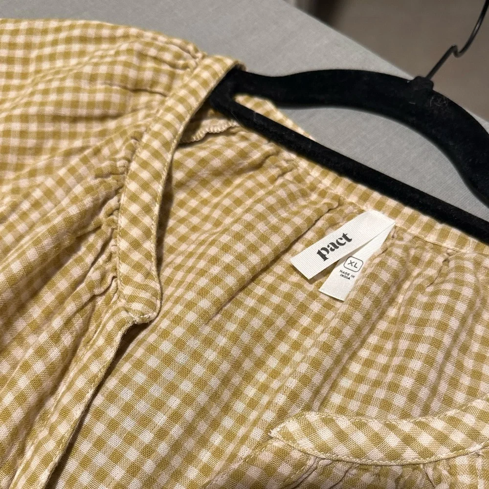 Pact Yellow Checkered Button-Up Dress - Picture 3 of 3